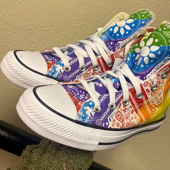 Converse rare rainbow pride all stars tapestry paisley high top sneakers - Picture 7 of 14